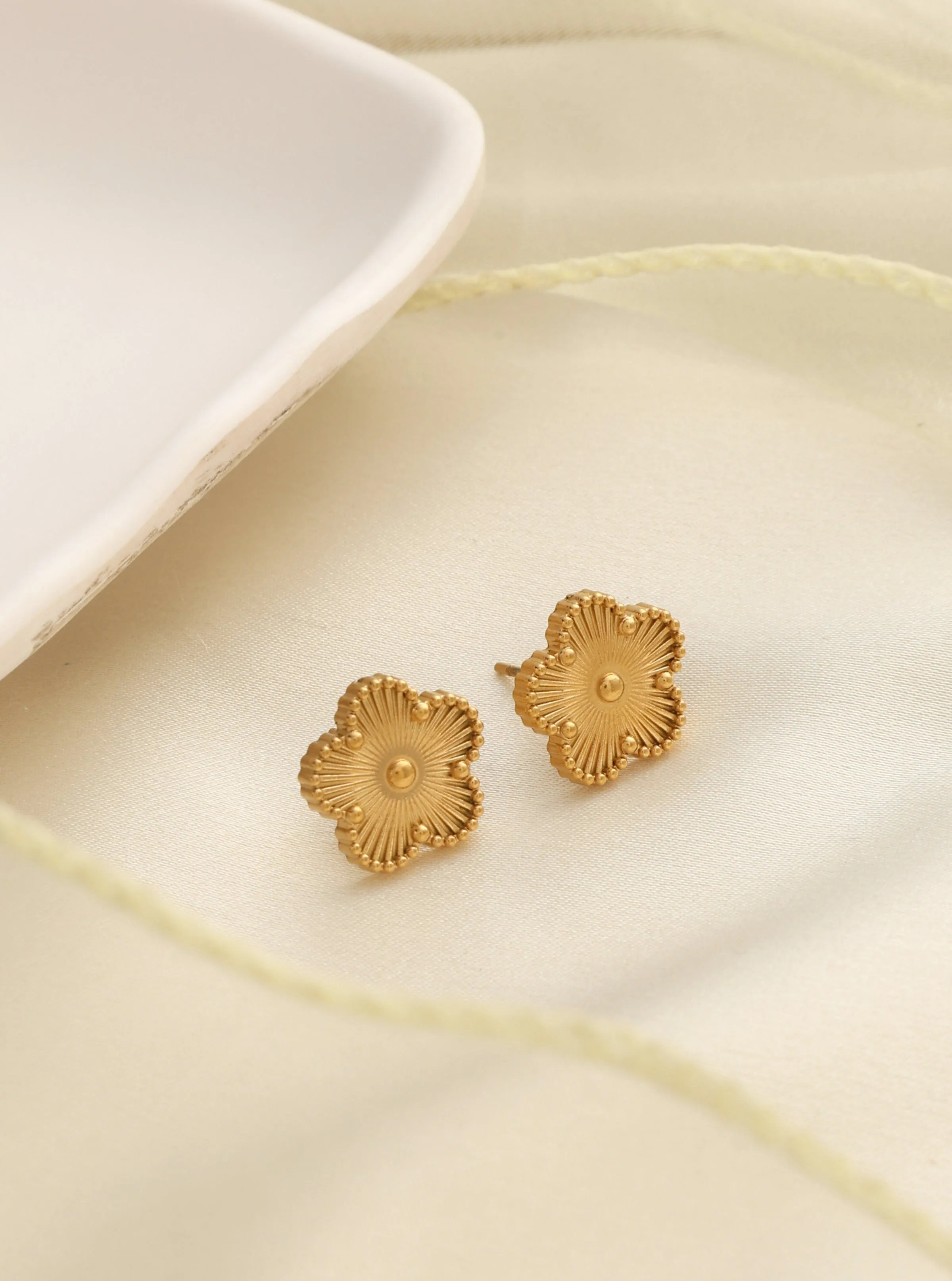 Olivia Steel Clover Studs