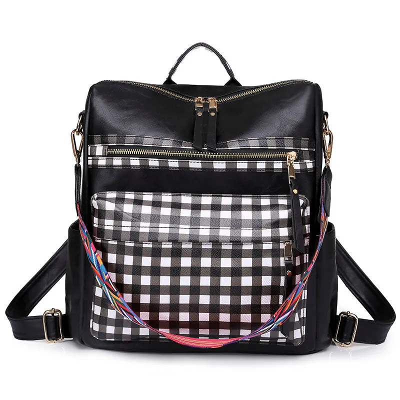 Paziye Large Capacity plaid Backpack