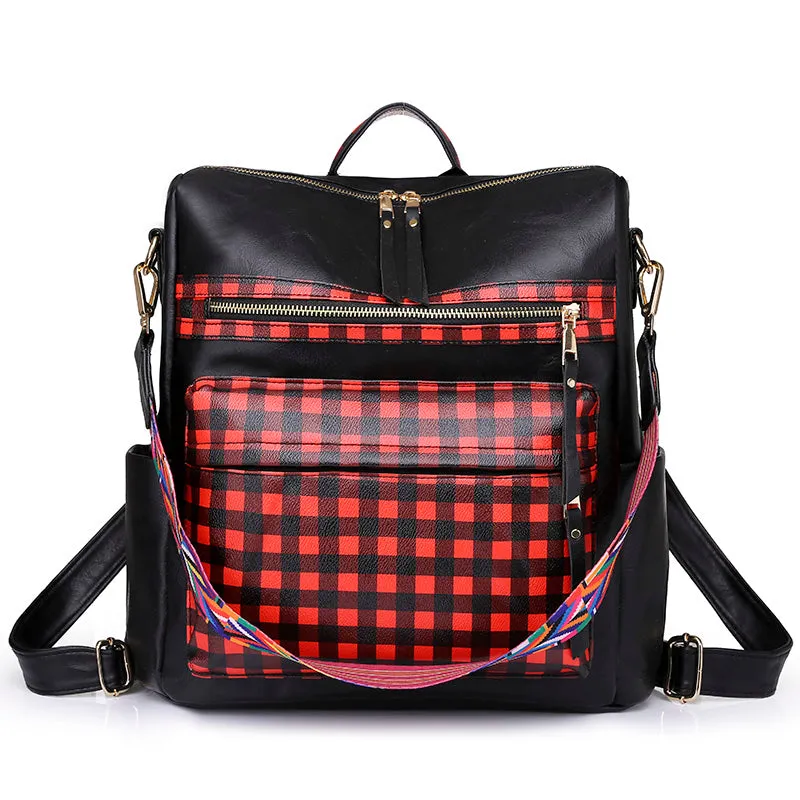 Paziye Large Capacity plaid Backpack