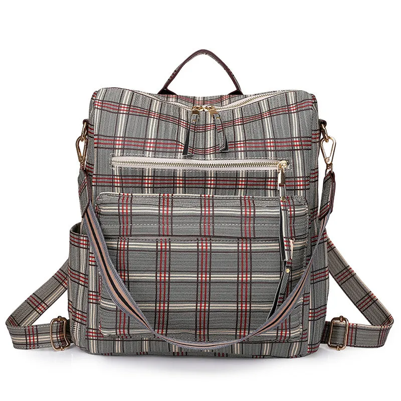 Paziye Large Capacity plaid Backpack