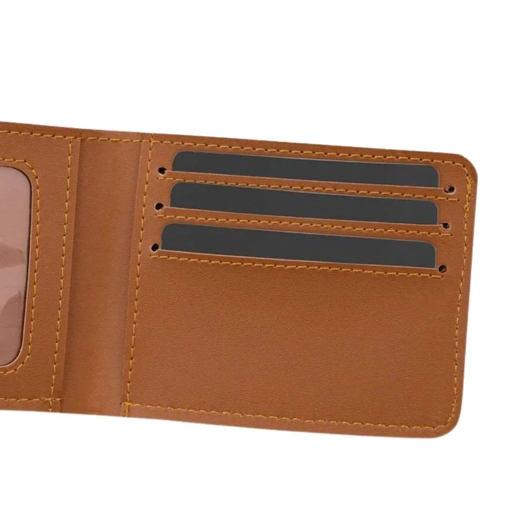 Personalized Mens Vegan Leather Wallet with Advocate Charm - Tan