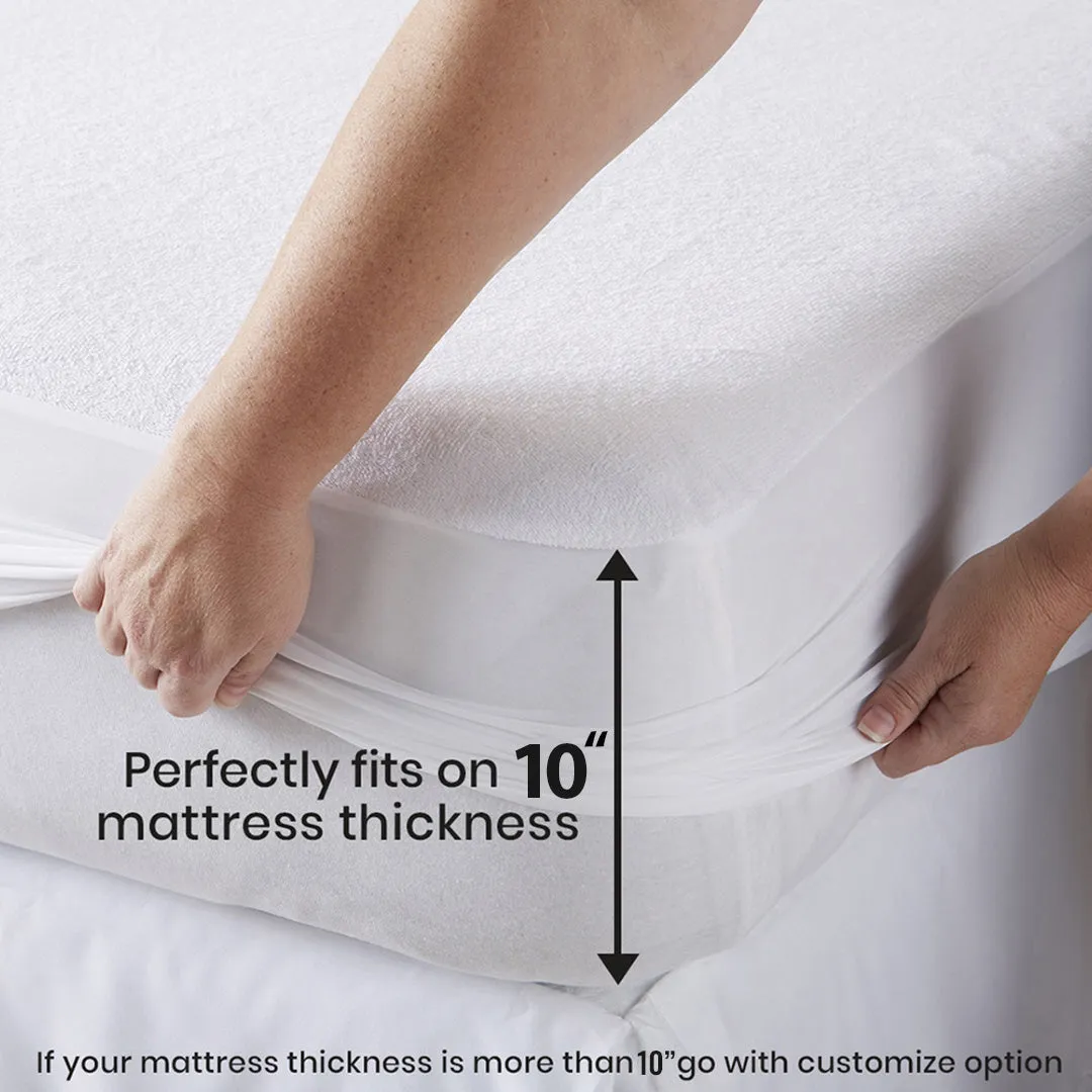 Poly Cotton Fitted Style Waterproof Mattress Protector White Color