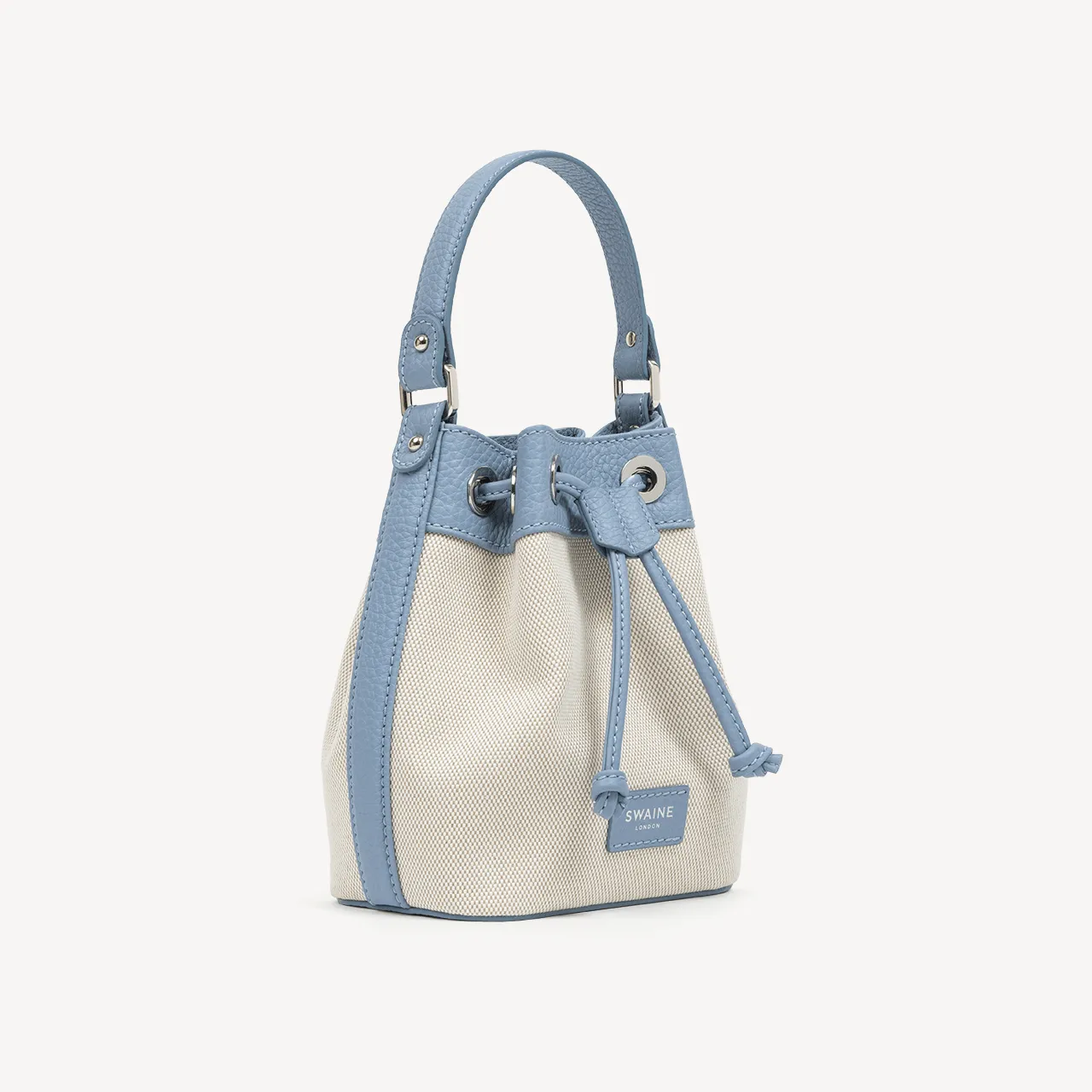 Pouch Bag - Blue Pebble & Beige Canvas