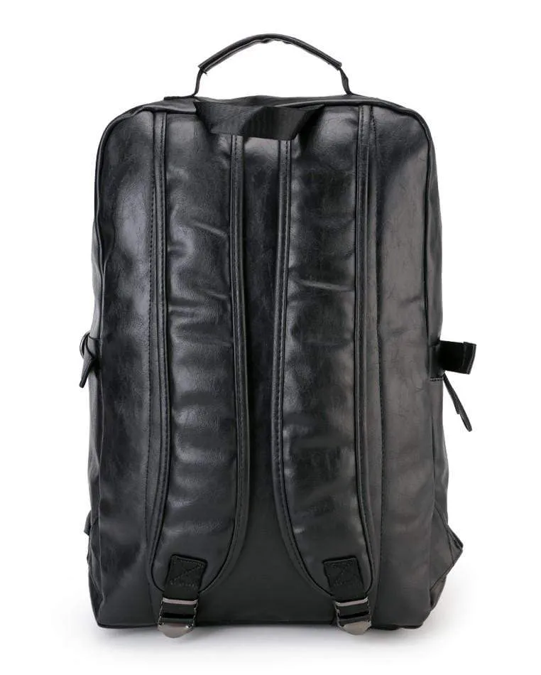 Pu Buckled Zipper Backpack - Black