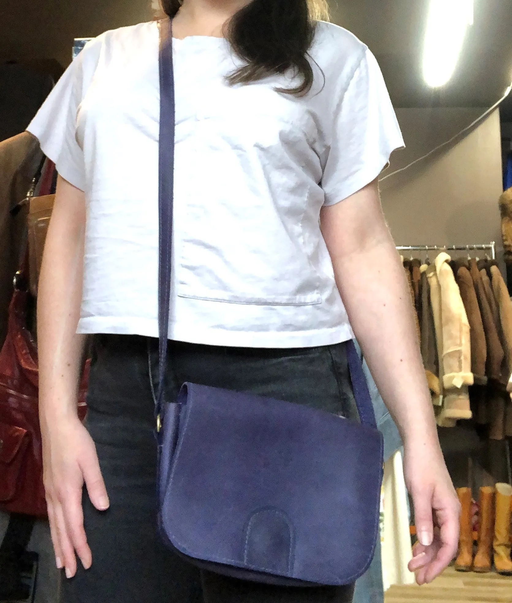 Purple Leather Crossbody Bag