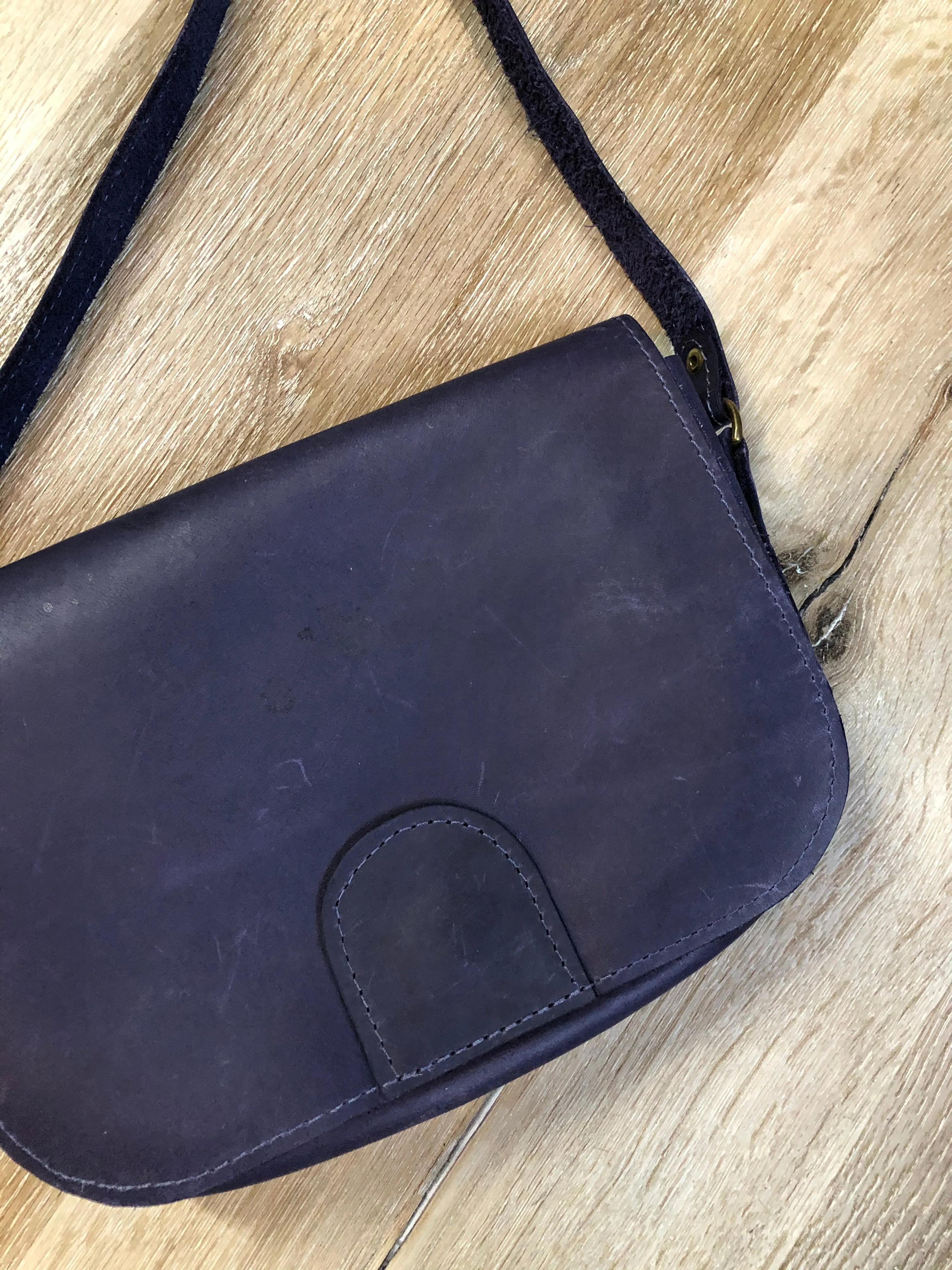 Purple Leather Crossbody Bag