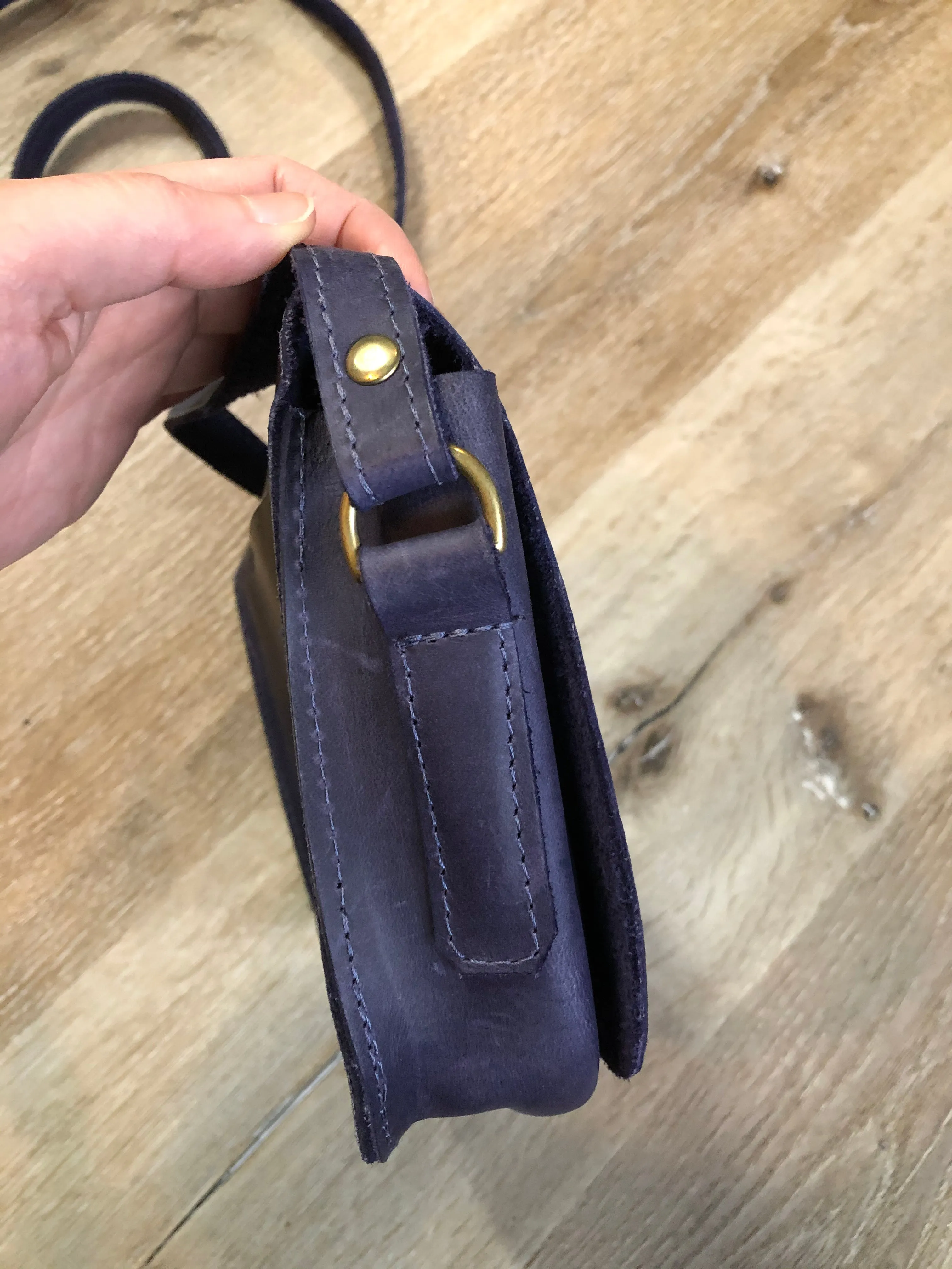 Purple Leather Crossbody Bag