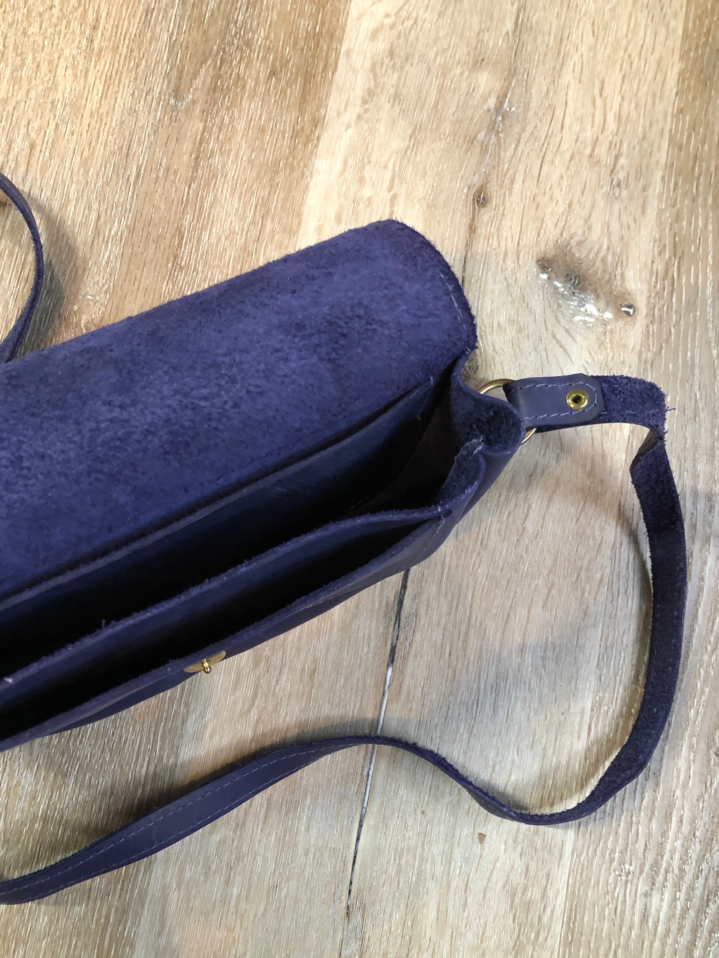 Purple Leather Crossbody Bag