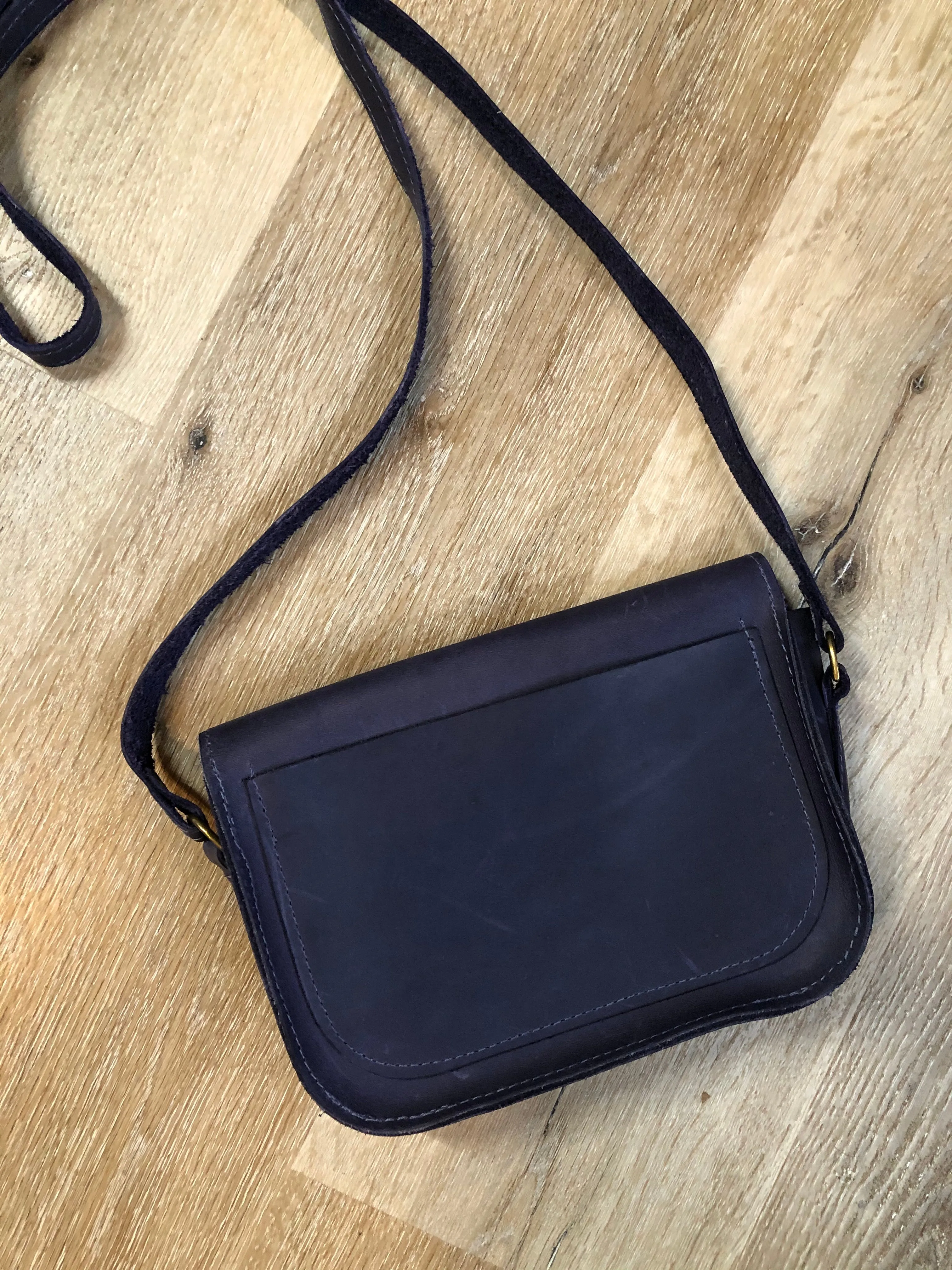 Purple Leather Crossbody Bag