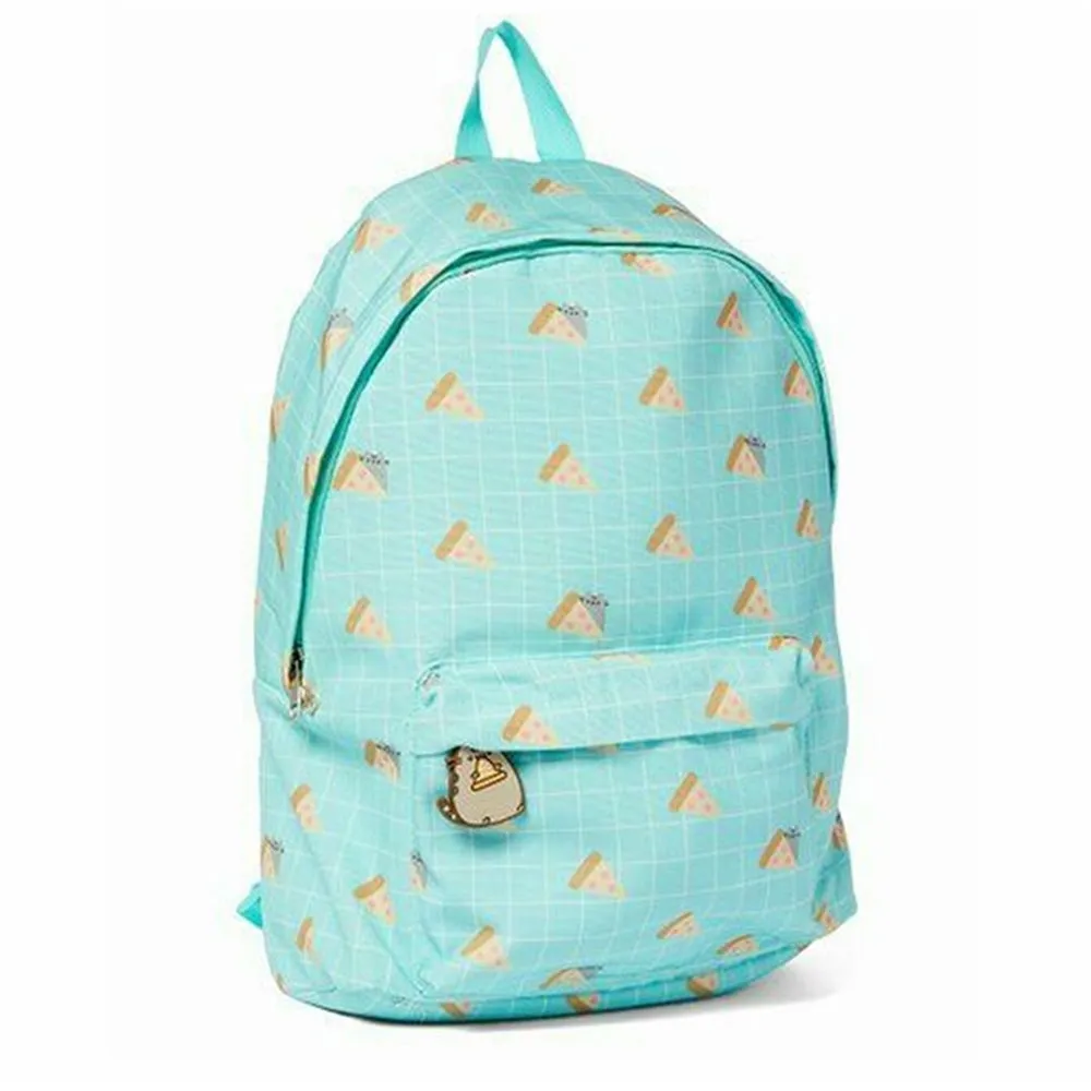 Pusheen Cat Pizza Retro Mint Color School Backpack