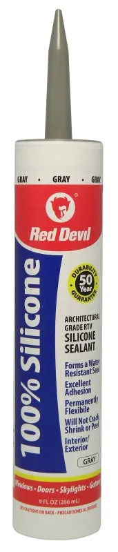 Red Devil 081650 Silicone Sealant, Gray, -60 to 400 deg F, 9 fl-oz Cartridge :EA: QUANTITY: 12