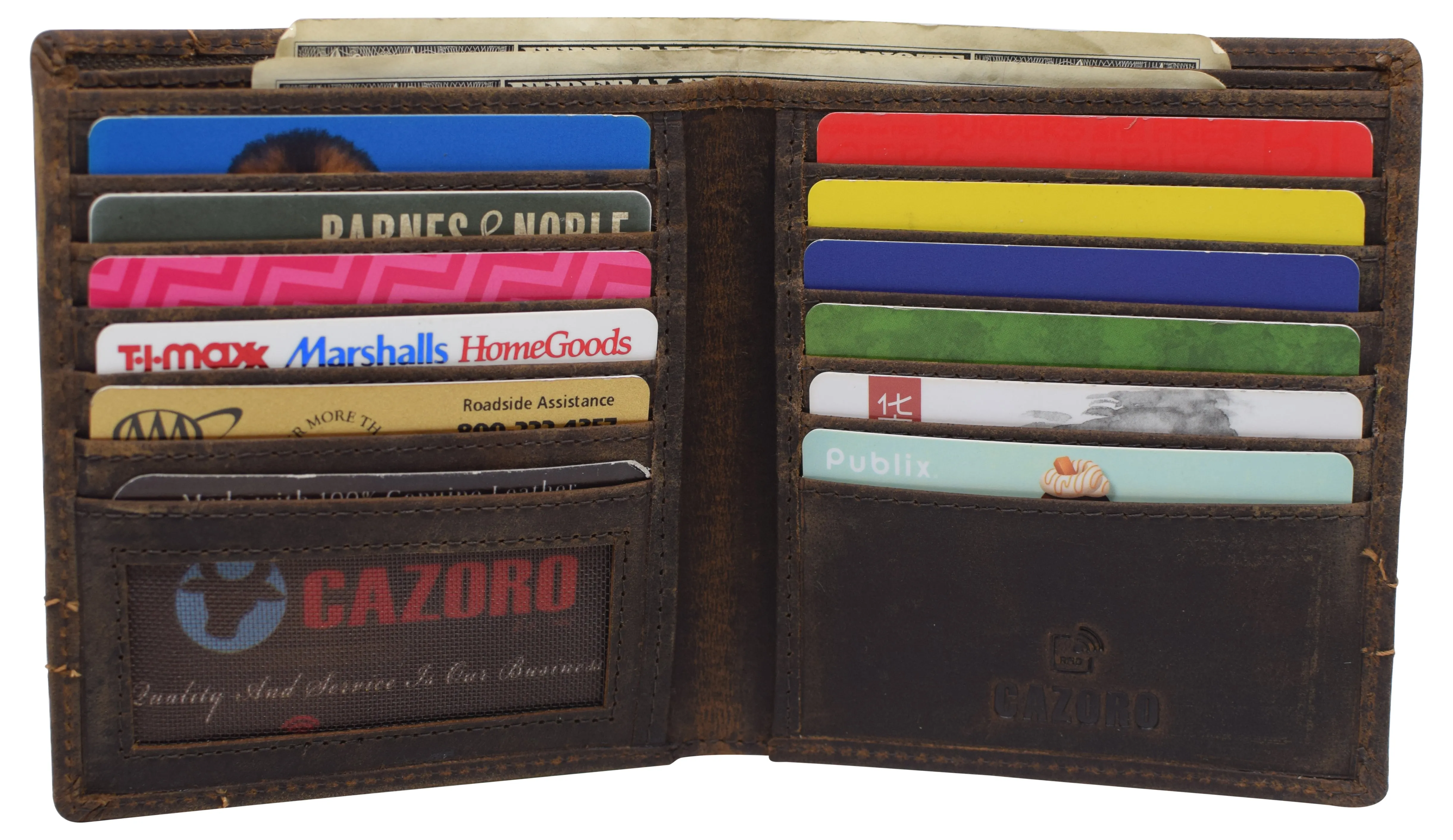 RFID Blocking Men's Slim Bifold Hipster Credit Card Vintage Leather European Wallet