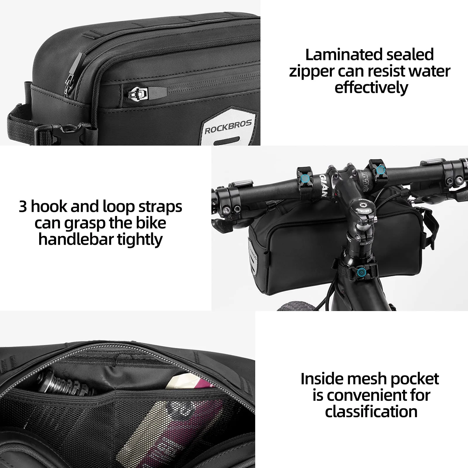 ROCKBROS Bike Handlebar  Front Frame Bag with Removable Shoulder Strap for Cycling