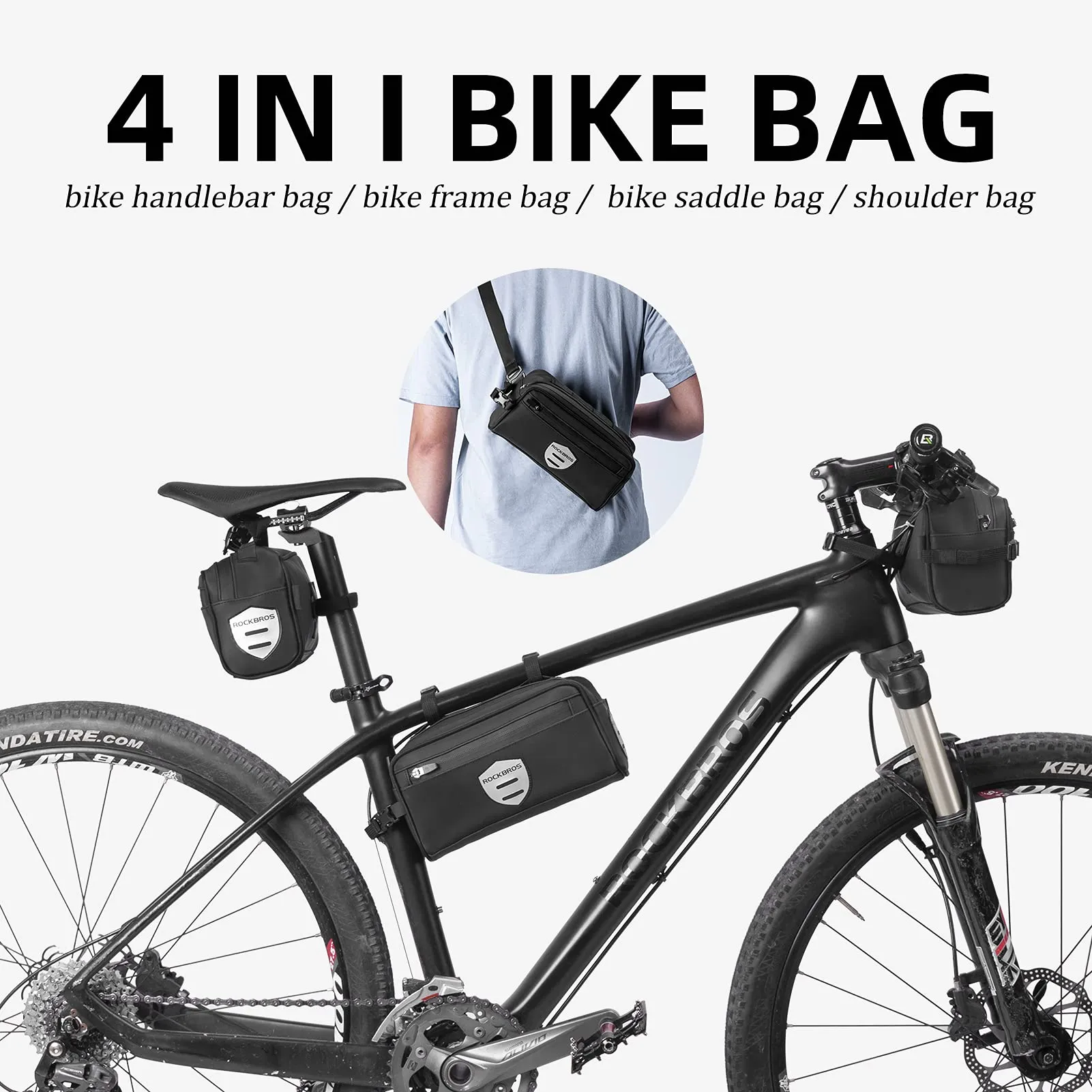 ROCKBROS Bike Handlebar  Front Frame Bag with Removable Shoulder Strap for Cycling