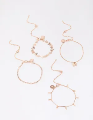 Rose Gold Butterfly Bracelet & Anklet 4-Pack