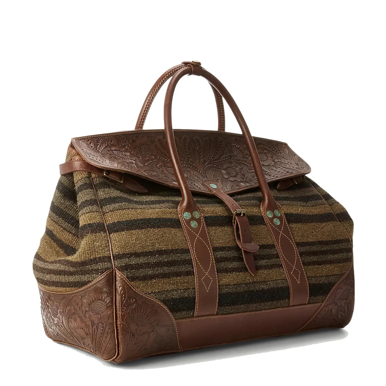 RRL by Ralph Lauren Handwoven Jacquard Overnight Bag Grey / Brown Multi