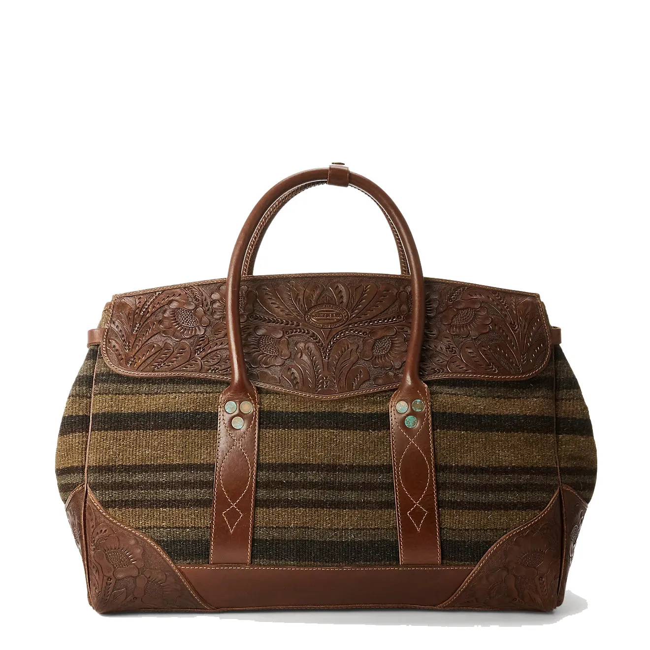 RRL by Ralph Lauren Handwoven Jacquard Overnight Bag Grey / Brown Multi