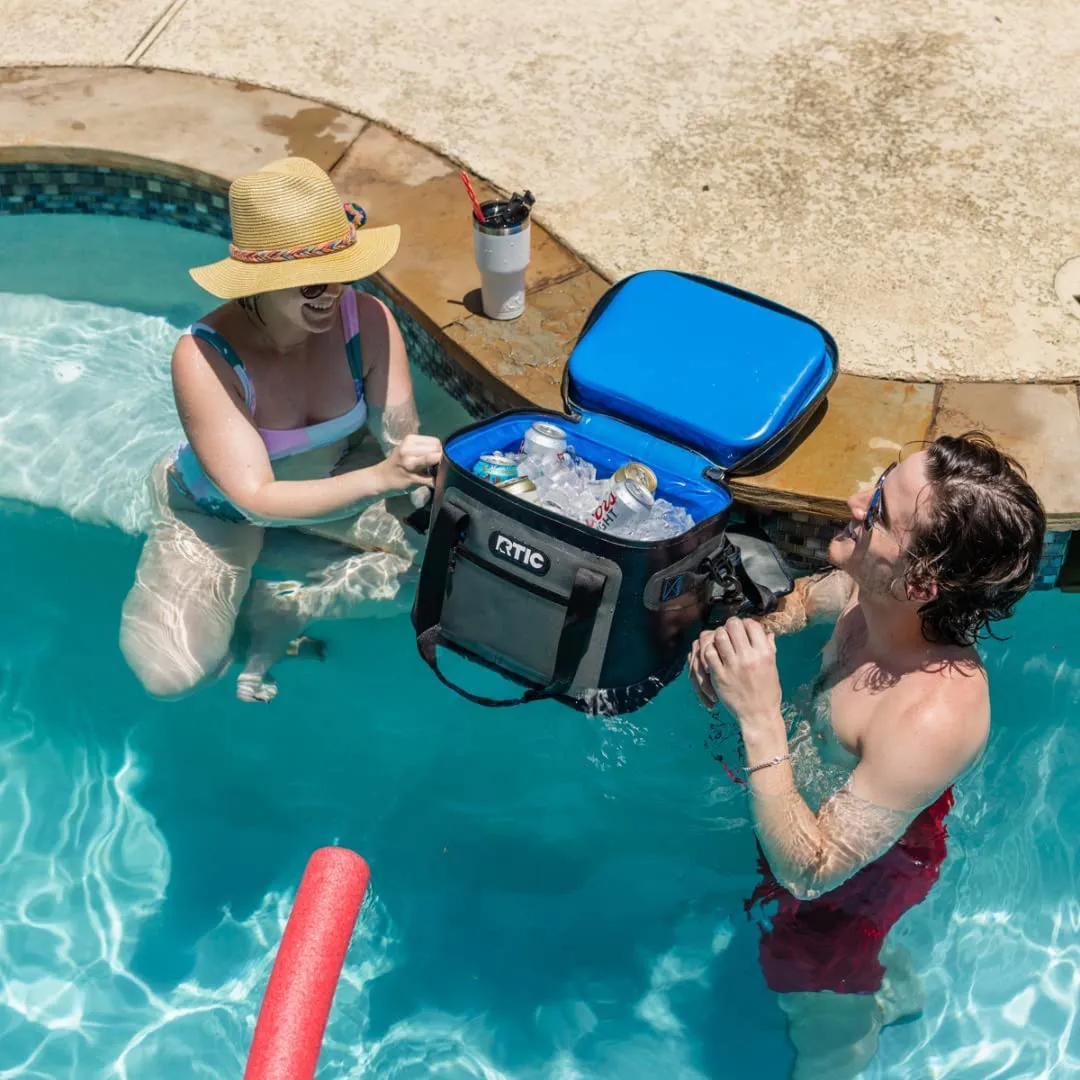 RTIC Soft Cooler 30 Can, Insulated Bag Portable Ice Chest Box for Lunch, Beach, Drink, Beverage, Travel, Camping, Picnic, Car, Trips, Floating Cooler Leak-Proof with Zipper, Blue/Grey