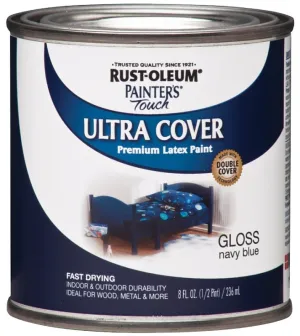 Rust-Oleum 1922730 Enamel Paint, Water, Gloss, Navy Blue, 0.5 pt, Can, 120 sq-ft Coverage Area :1/2PT: QUANTITY: 1