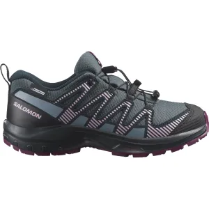 Salomon Juniors&#x27; XA Pro V8 ClimaSalomon Waterproof Neptune/Carbon/Plum Caspia | Buy Salomon Juniors&#x27; XA Pro V8 ClimaSalomon Waterproof Neptune/Carbon/Plum Caspia here | Outnorth