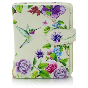 Shagwear Vintage Hummingbird Garden Small Cream Zipper Wallet