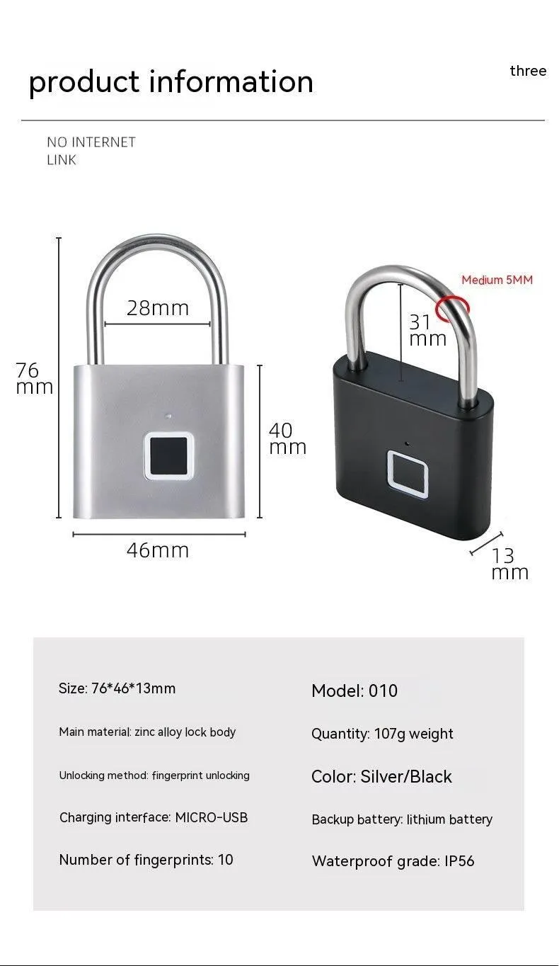 Smart Waterproof Household Head Fingerprint Lock