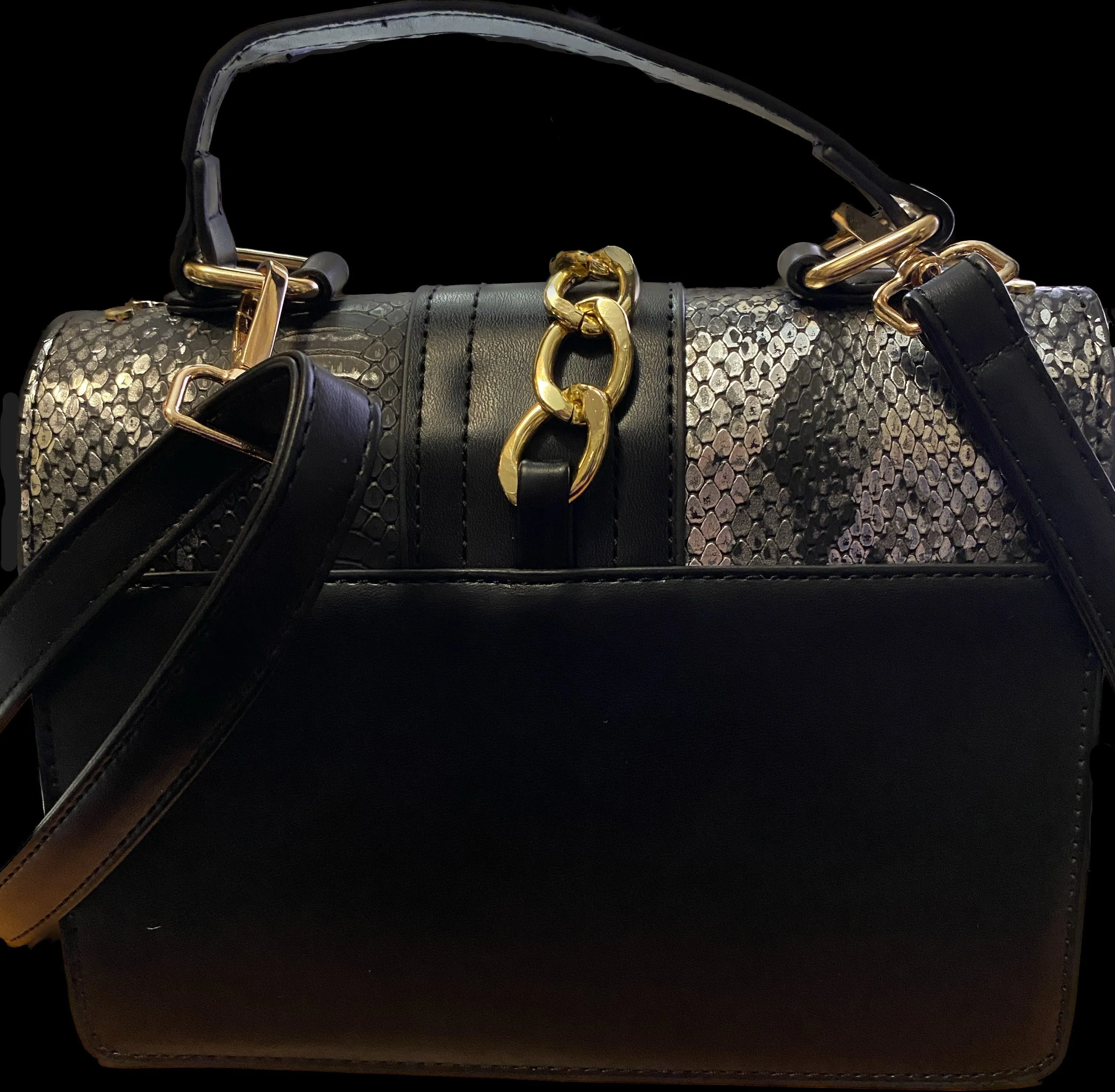 Snakeskin Crossbody Handbag (Gold and Silver)