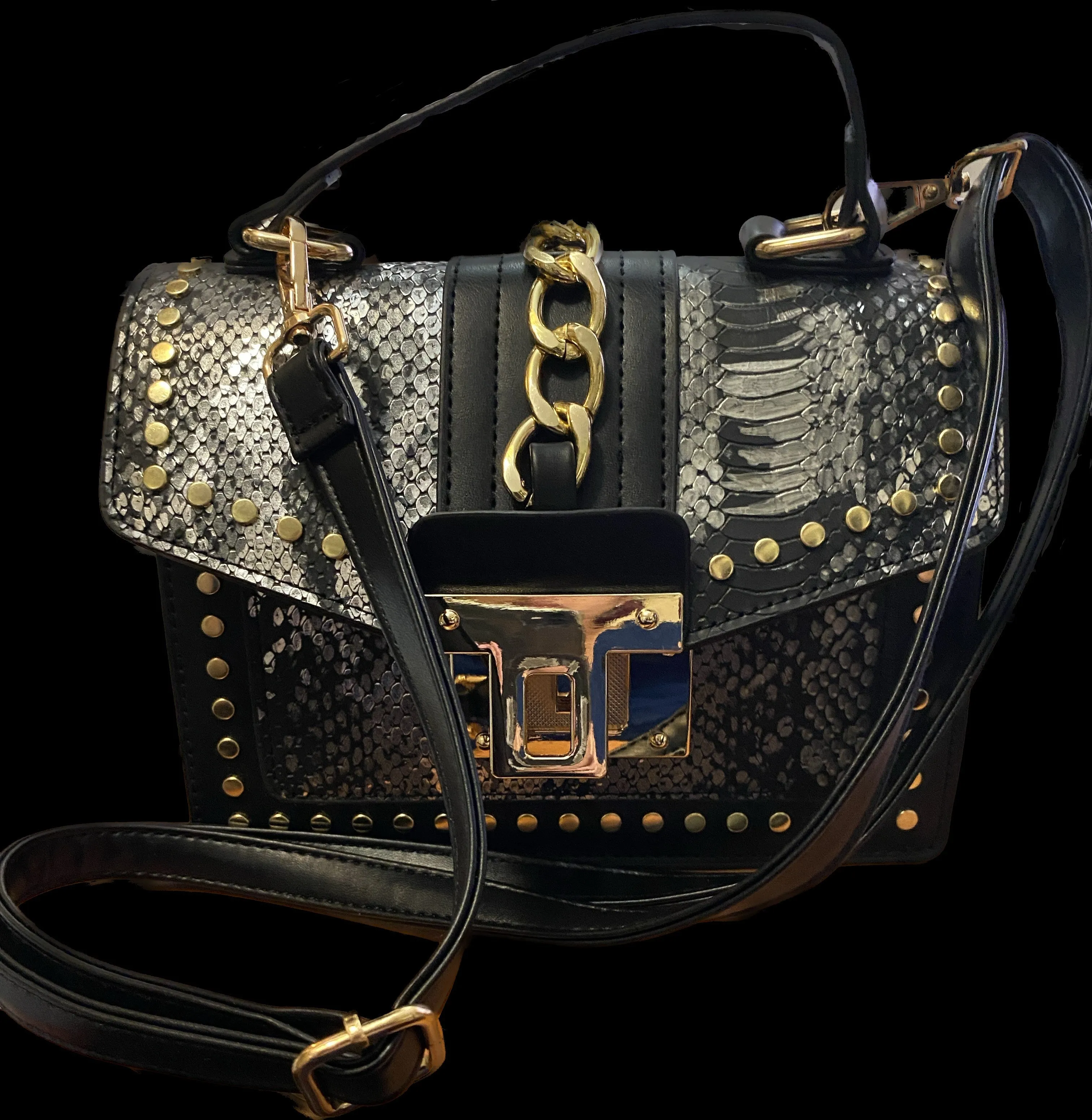 Snakeskin Crossbody Handbag (Gold and Silver)