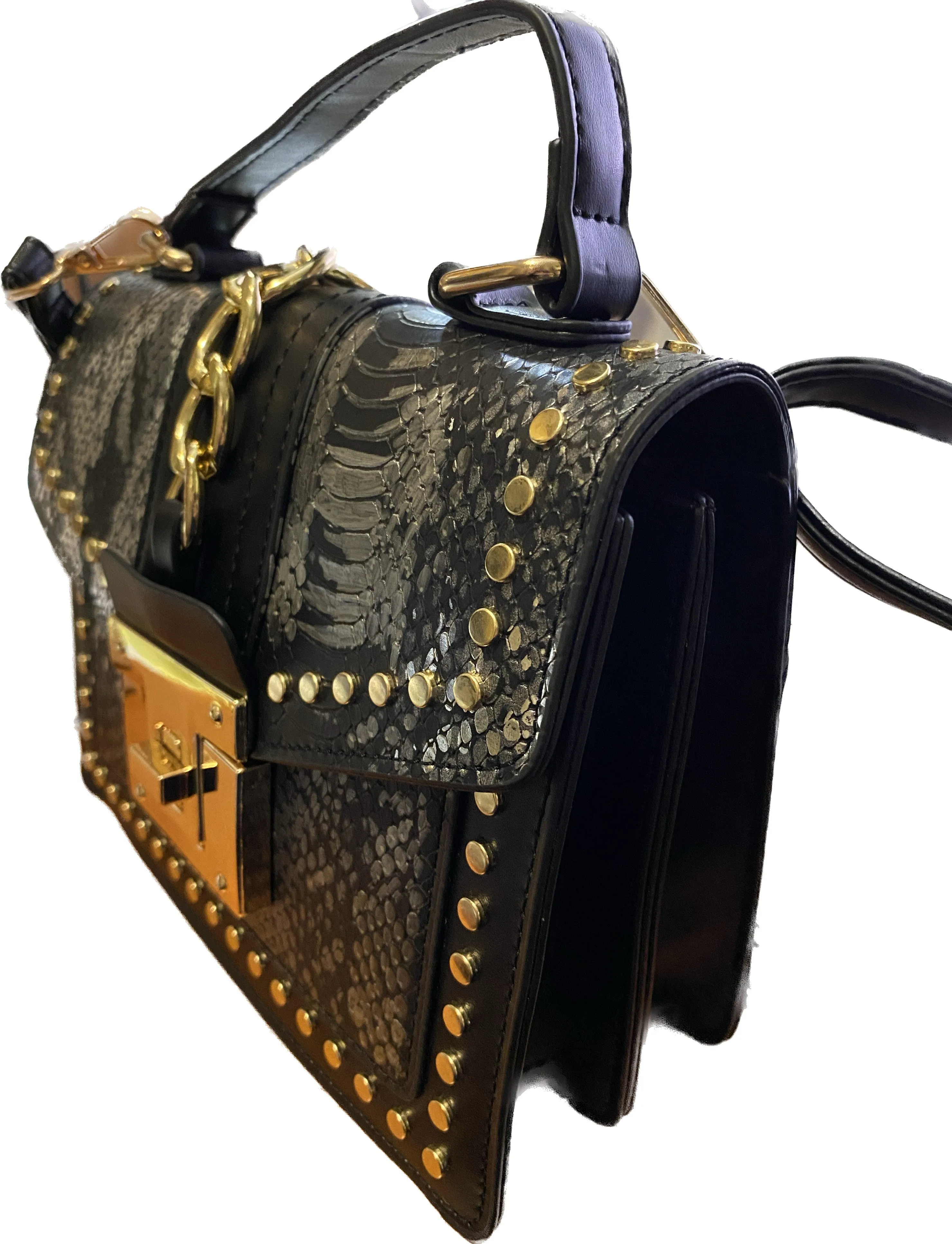 Snakeskin Crossbody Handbag (Gold and Silver)