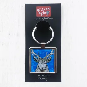 Tartan Stag Metal Keyring