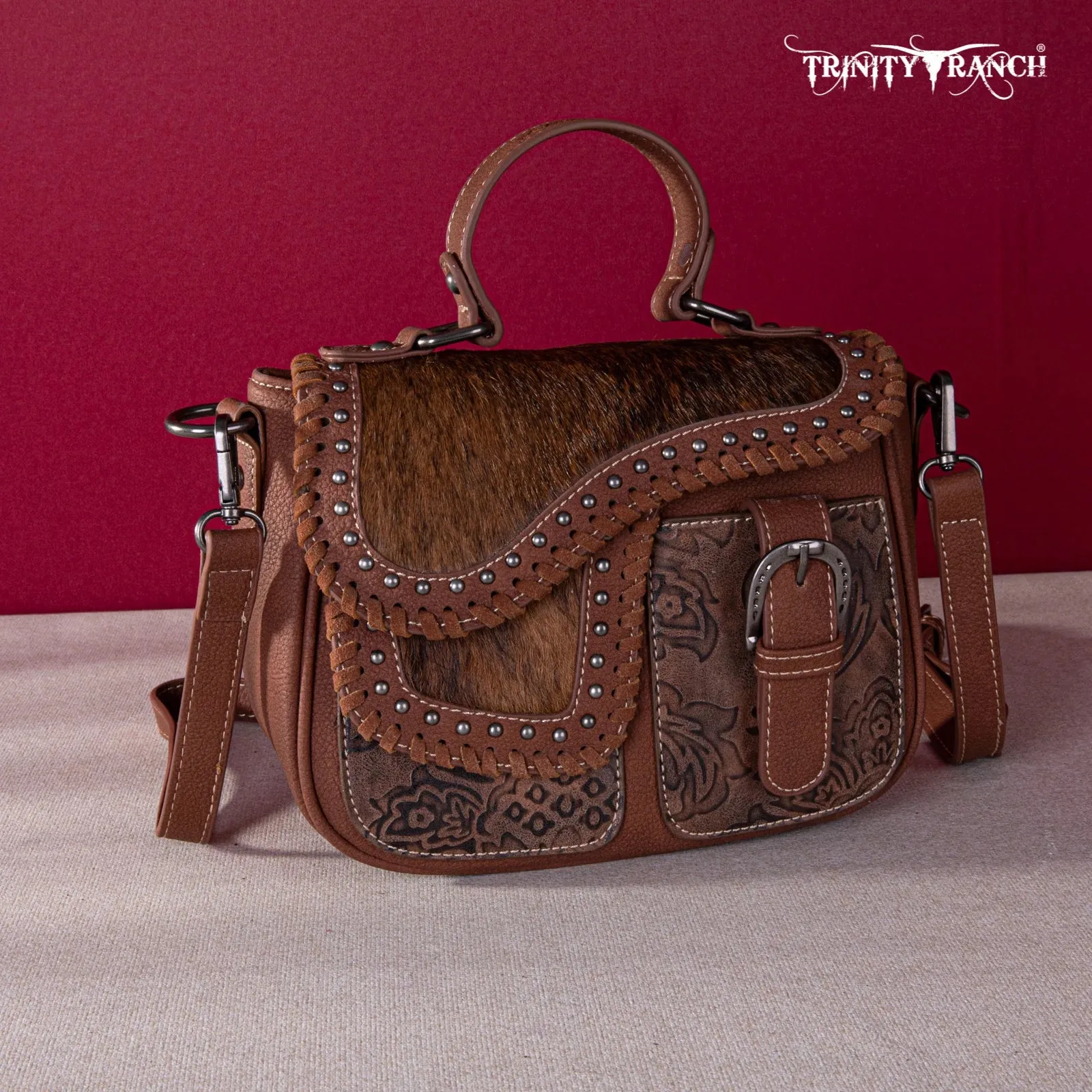 Trinity Ranch Crossbody Saddle Bag - Brown