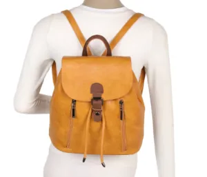 Two tone backpack with leather trim