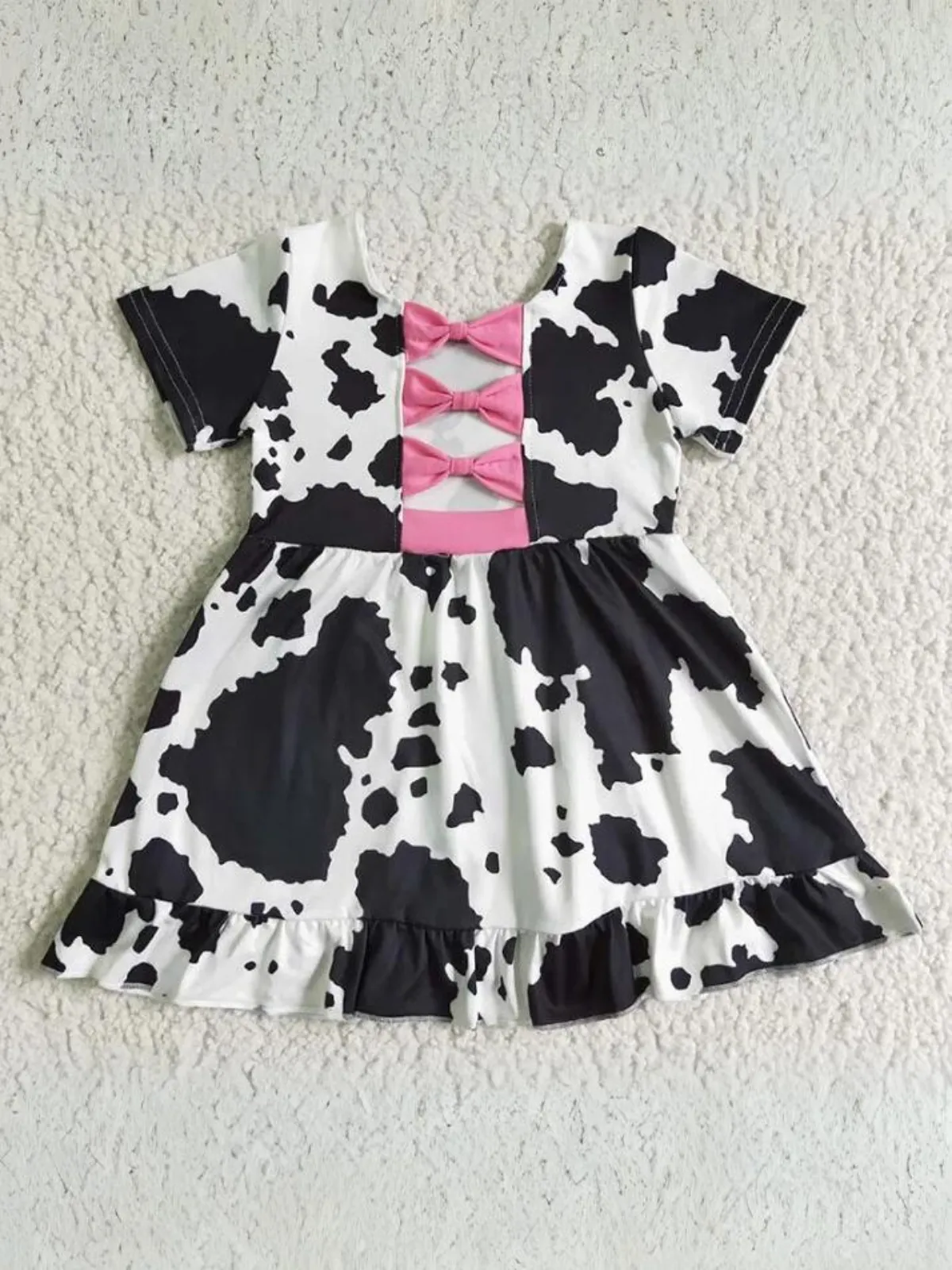 Udderly Charming Cow Print Ruffle Dress