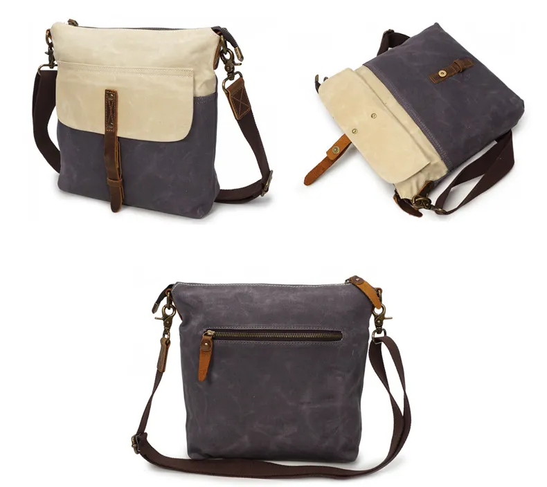 Vintage Men Leather Canvas Waterproof Bags 5186