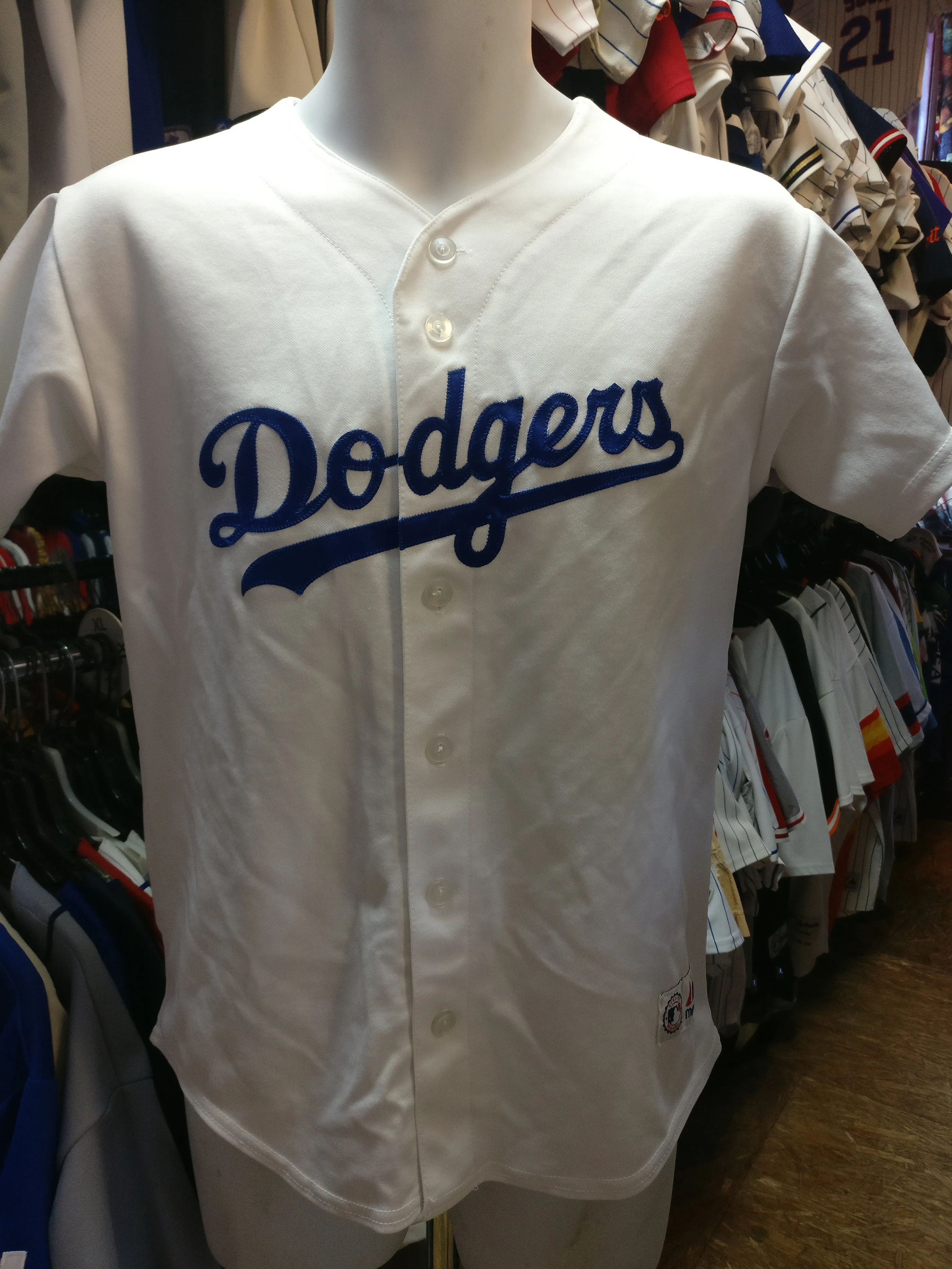 Vtg #5 NOMAR GARCIAPARRA Los Angeles Dodgers MLB Majestic Jersey YL