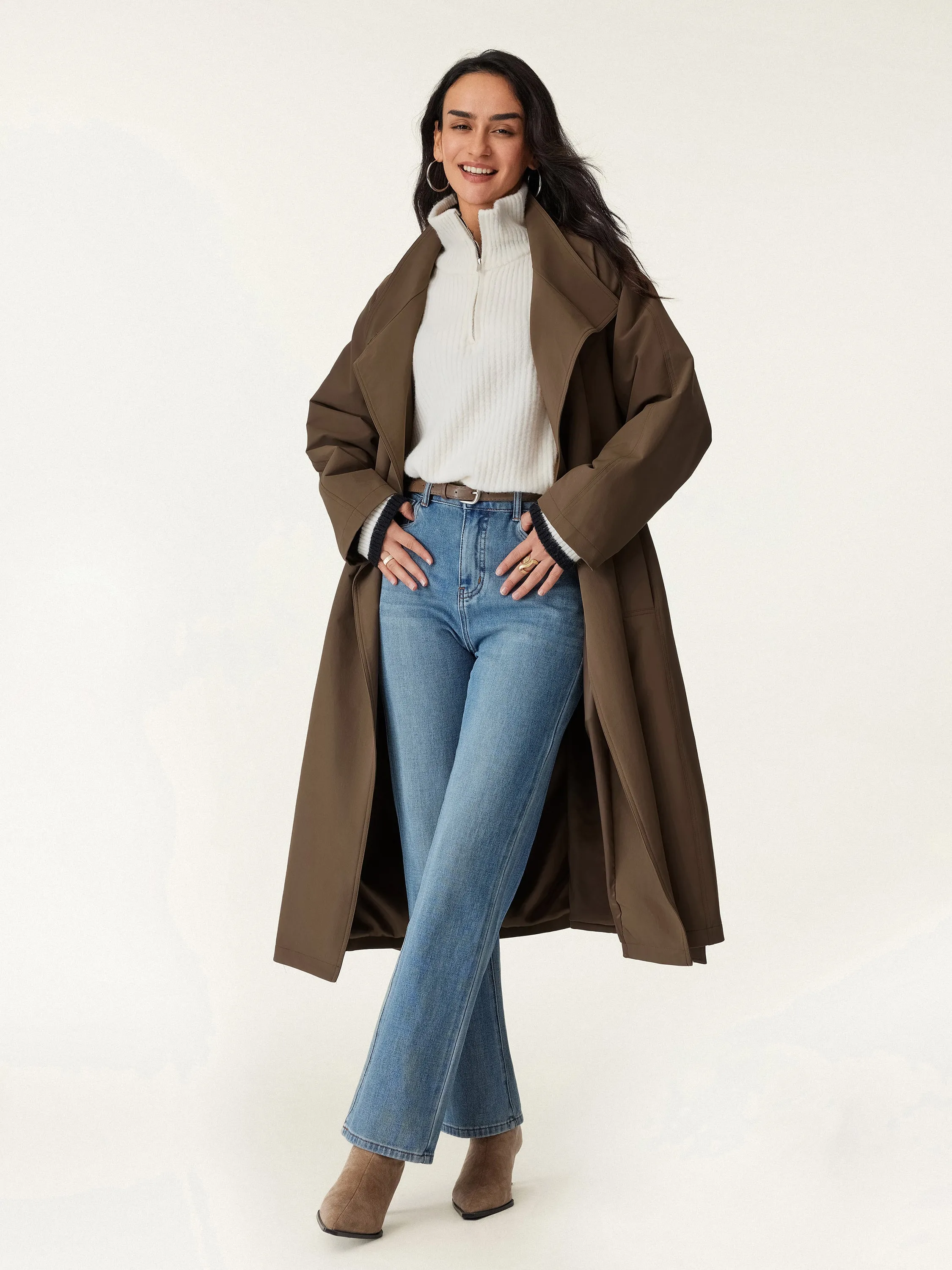 Water-Repellent Oversized Long Jacket