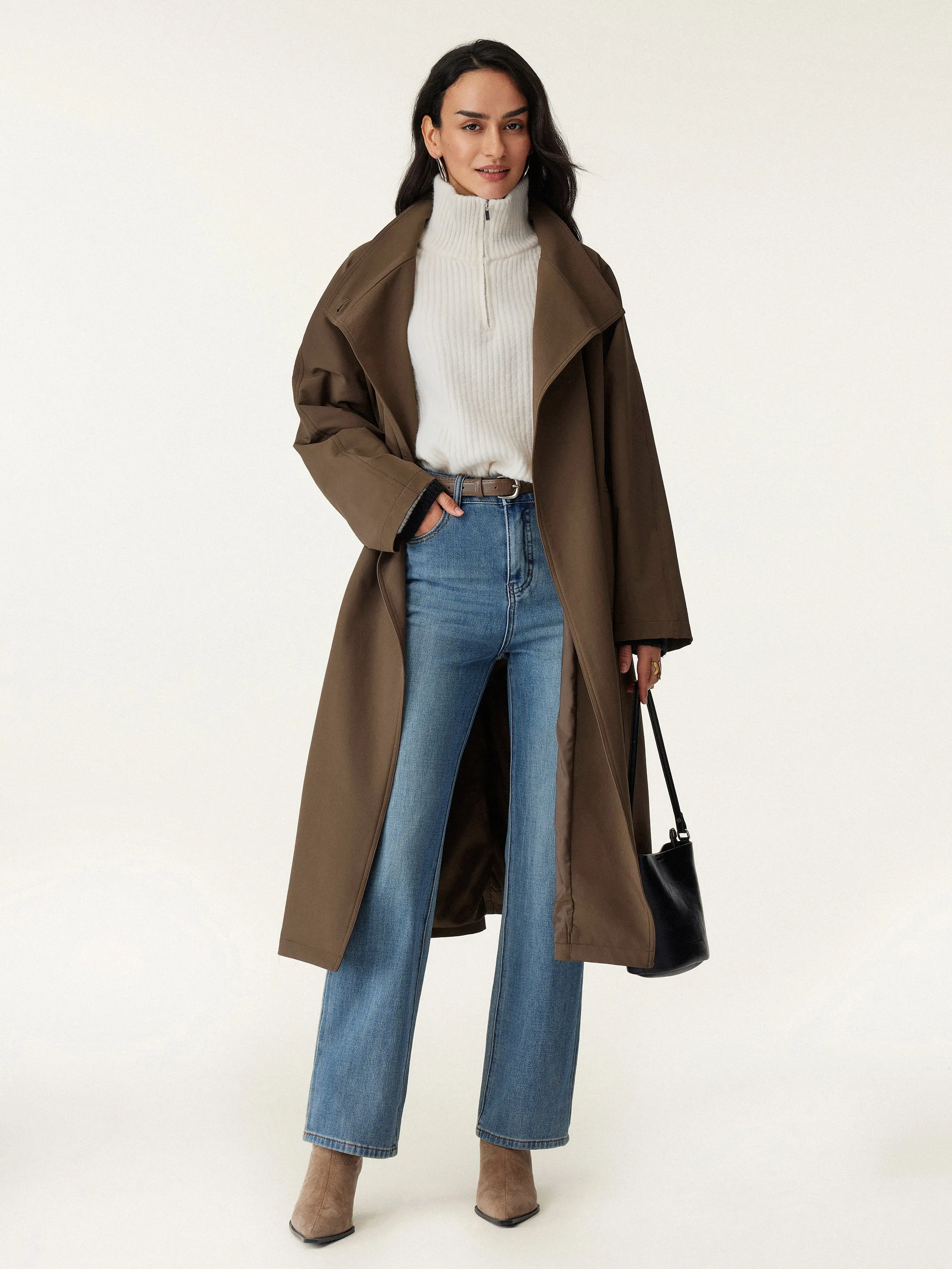 Water-Repellent Oversized Long Jacket