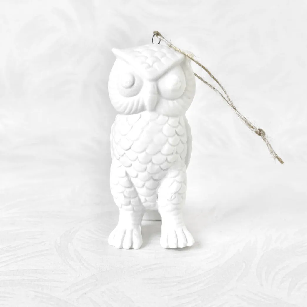 White Porcelain Owl Ornament