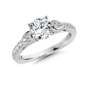 Winged Straight Engagement Ring w/ Spiral Diamond Undergallery