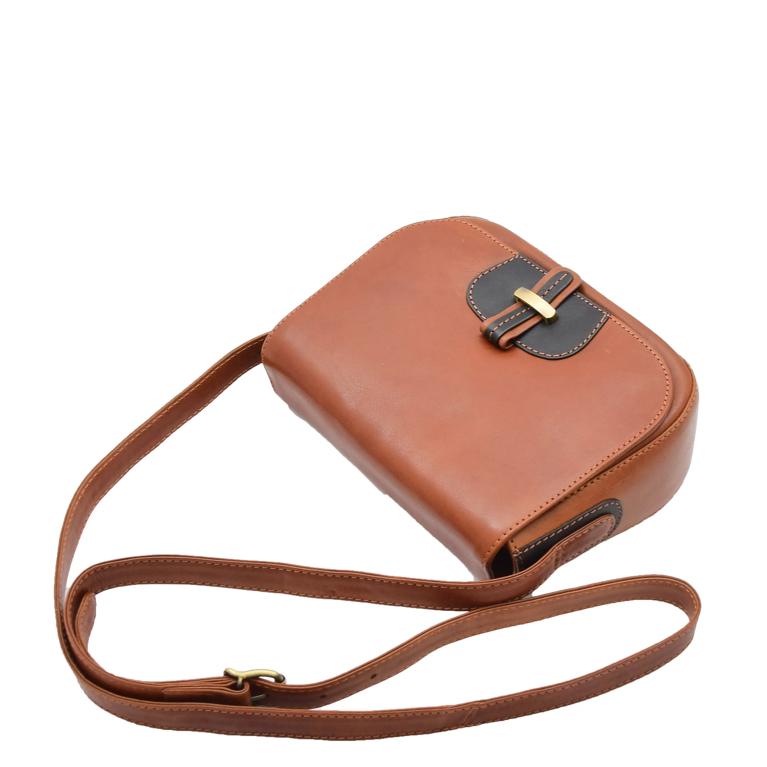 Womens Real Leather Cross Body Shoulder Bag Saint Lucia Chestnut